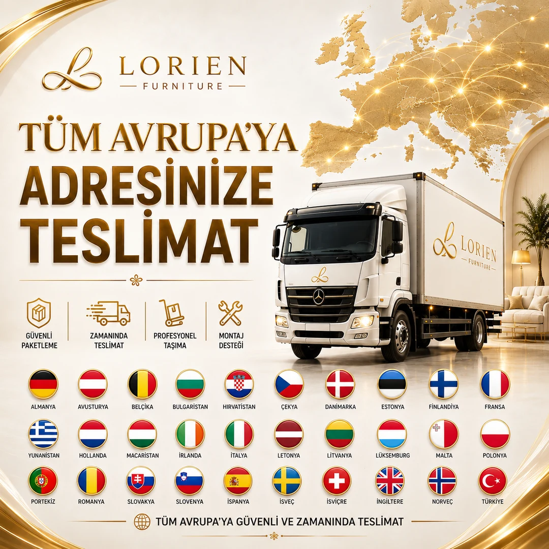 Tüm Avrupa'ya adresinize teslimat — güvenli paketleme, zamanında teslimat, profesyonel taşıma, montaj desteği